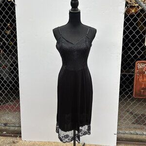 1960's Vanity Fair Slip Dress Womens S Black Lace Sheer Whimsygoth Fairy